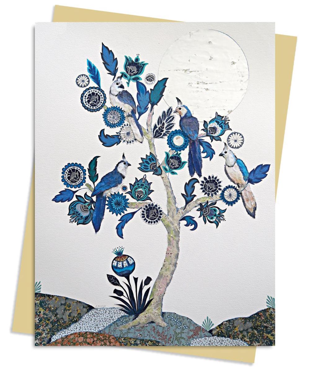 Flame Tree Studio Alexandra Milton: Silver Tree of life with Four White-throated Magpies Greeting Card Pack, 9781804178713