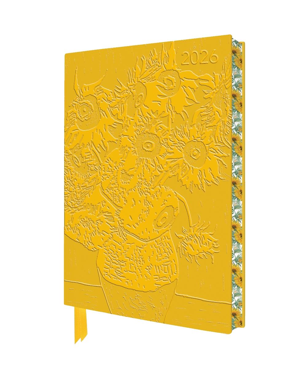 Vincent van Gogh: Sunflowers 2026 Artisan Art Vegan Leather Diary Planner - Page to View with Notes, 9781835624838
