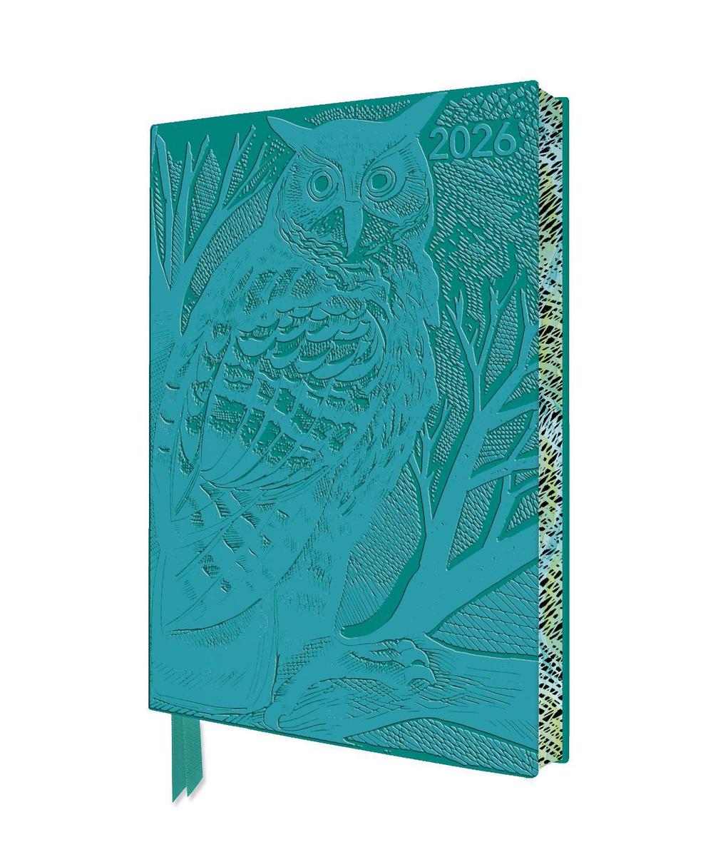 Angela Harding: Long Eared Owl 2026 Artisan Art Vegan Leather Diary Planner - Page to View with Notes, 9781835624845