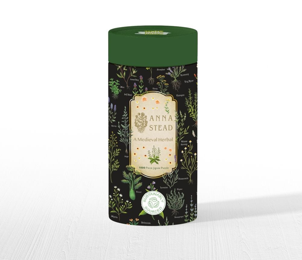 Adult Cylinder Jigsaw Puzzle Anna Stead: A Medieval Herbal by Flame Tree Studio - ISBN: 9781835629192