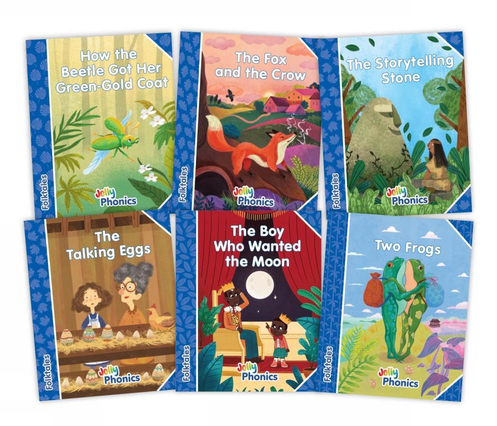 Jolly Phonics Folktales Blue Readers (Level 4) Complete Set (1-6): in Precursive