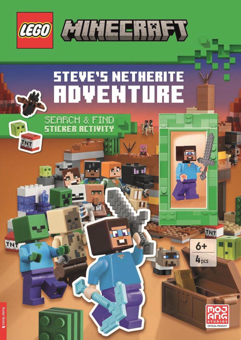LEGO® Minecraft®: Steve’s Netherite Adventure Search & Find Sticker Activity (with Steve minifigure and sword), 9781837250769