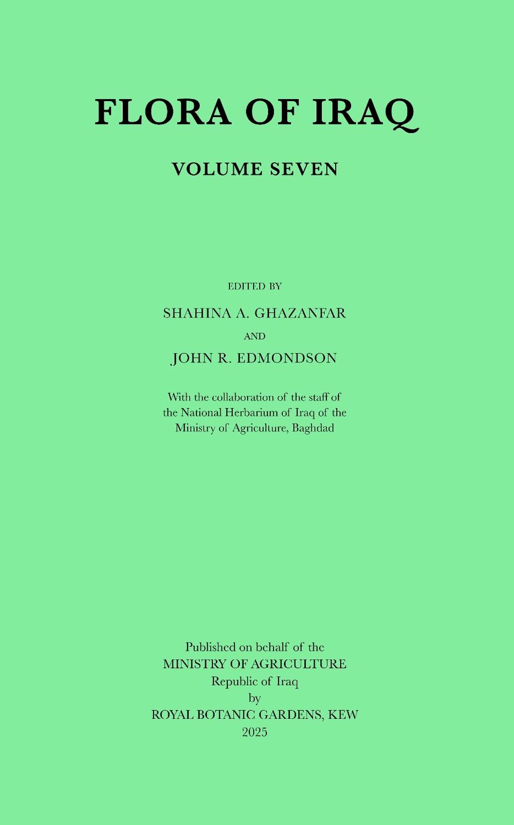 Flora of Iraq Volume 7 by Shahina Ghazanfar - ISBN: 9781842468401