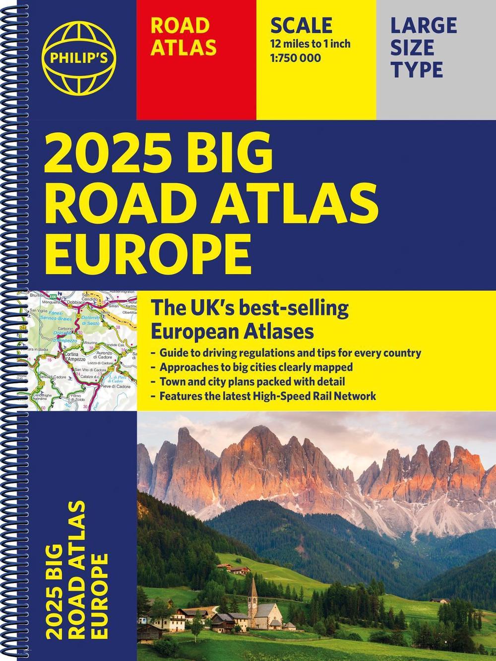 2025 Philip's Big Road Atlas of Europe, 9781849076586