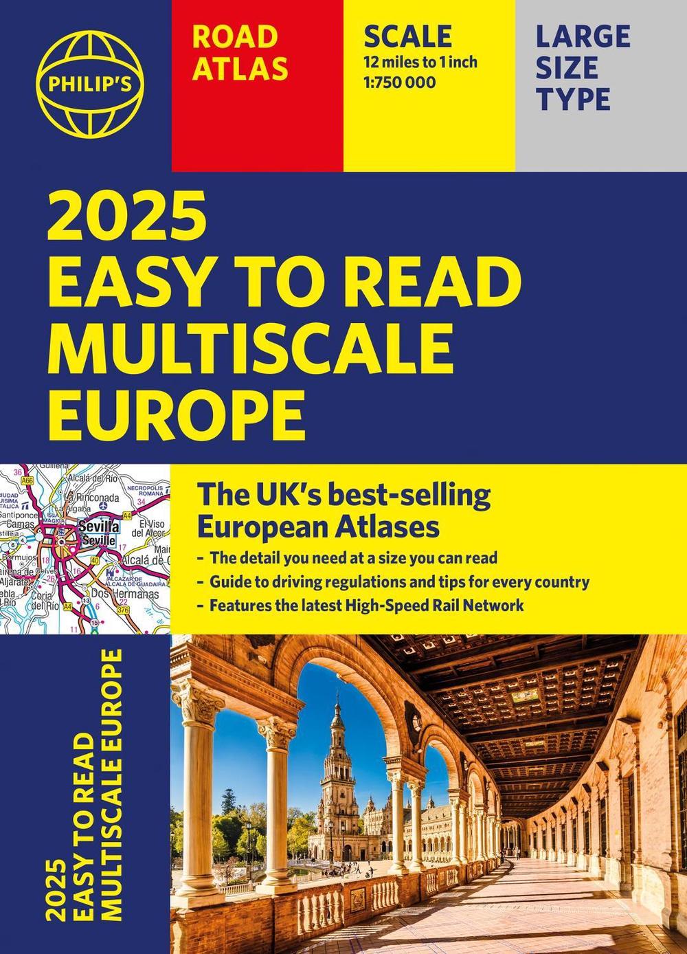 2025 Philip's Easy to Read Multiscale Road Atlas of Europe by Philip's Maps - ISBN: 9781849076593