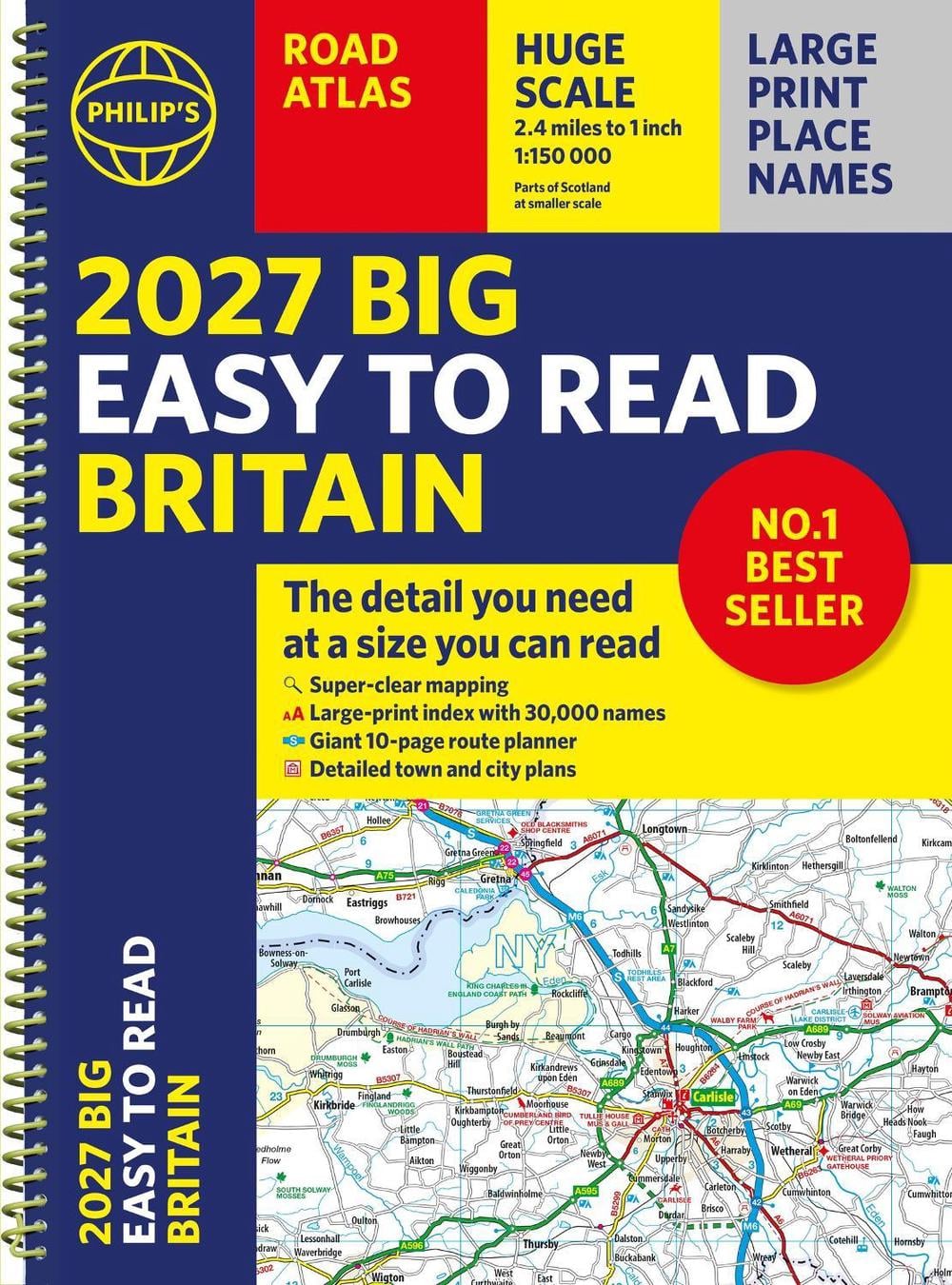 2027 Philip's Big Easy to Read Road Atlas of Britain (A3 Spiral) by Philip's Maps - ISBN: 9781849077385