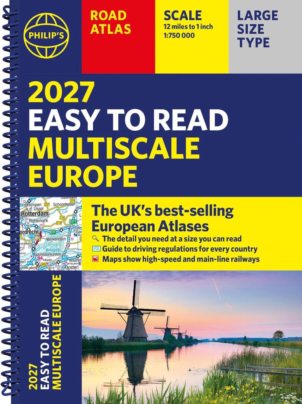 Philip's 2027 Easy to Read Multiscale Road Atlas of Europe by Philip's Maps - ISBN: 9781849077477