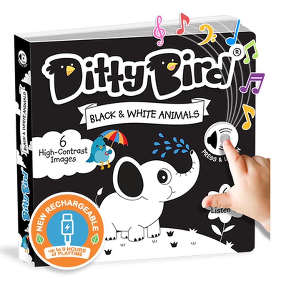 Ditty Bird Interactive Sensory White and Black Sound Book for Babies 6 ...