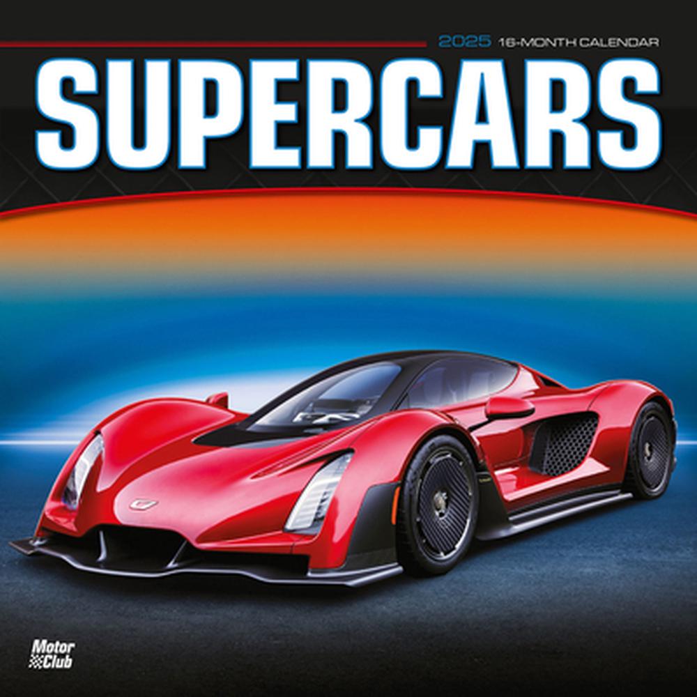 Supercars 2025 12 X 24 Inch Monthly Square Wall Calendar PlasticFree