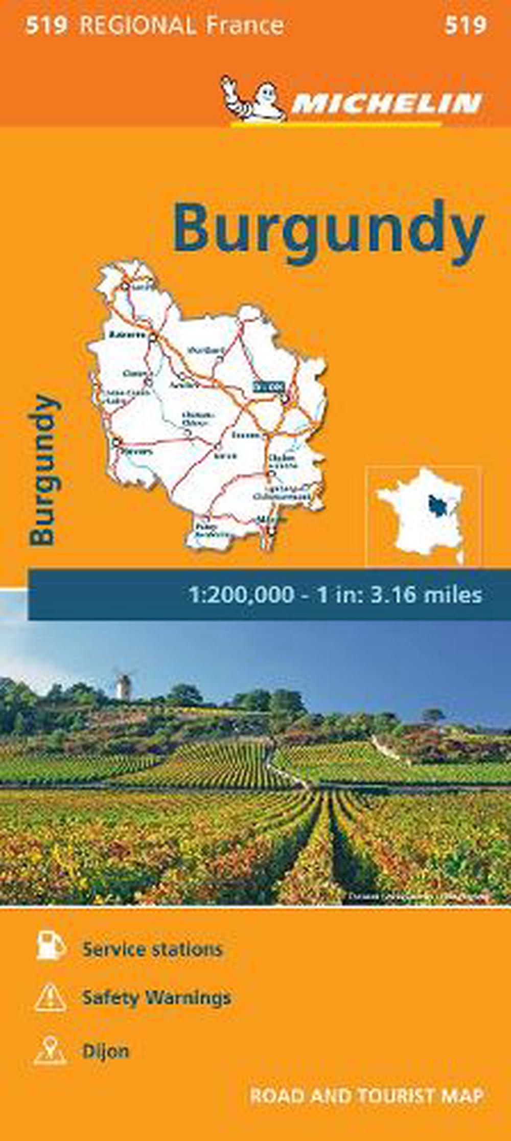 Michelin Regional Maps France Burgundy Map 519 By Michelin Travel And Lifestyle Folded 0350