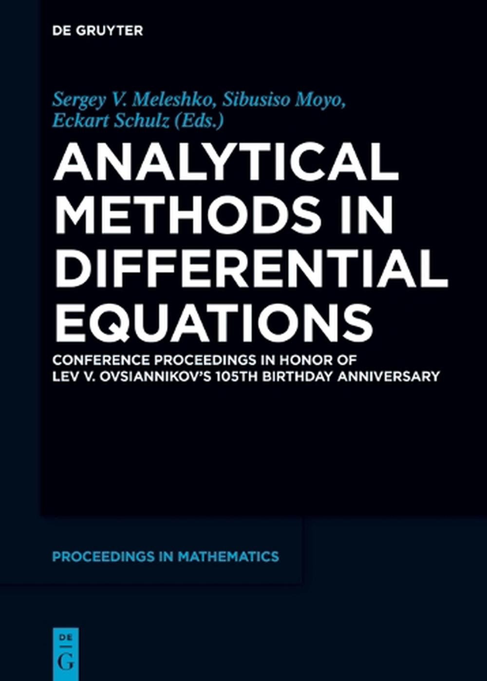 Analytical Methods in Differential Equations, 9783111569130