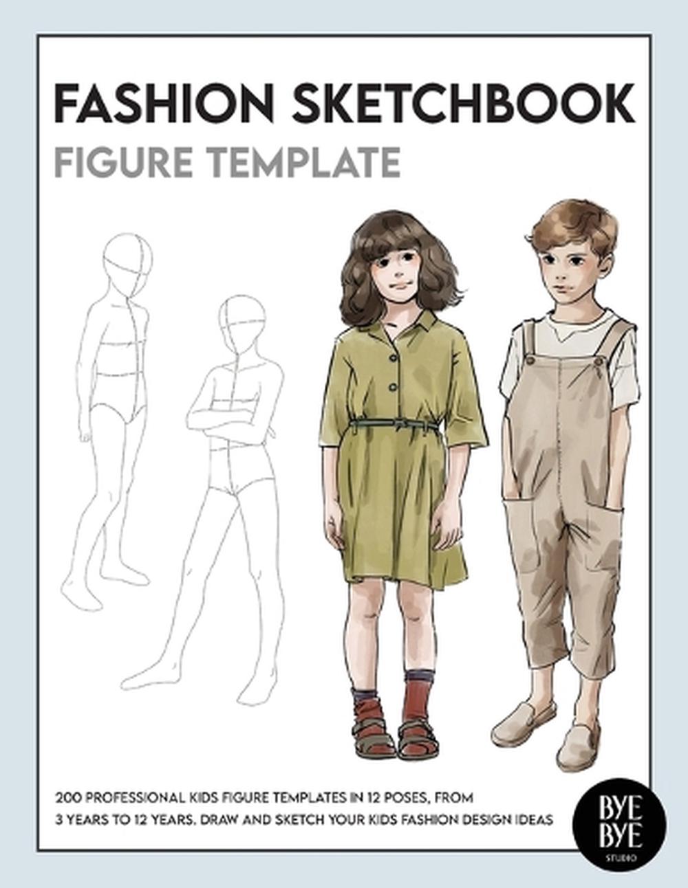 Fashion Sketchbook Kids Figure Template, 9783952572351