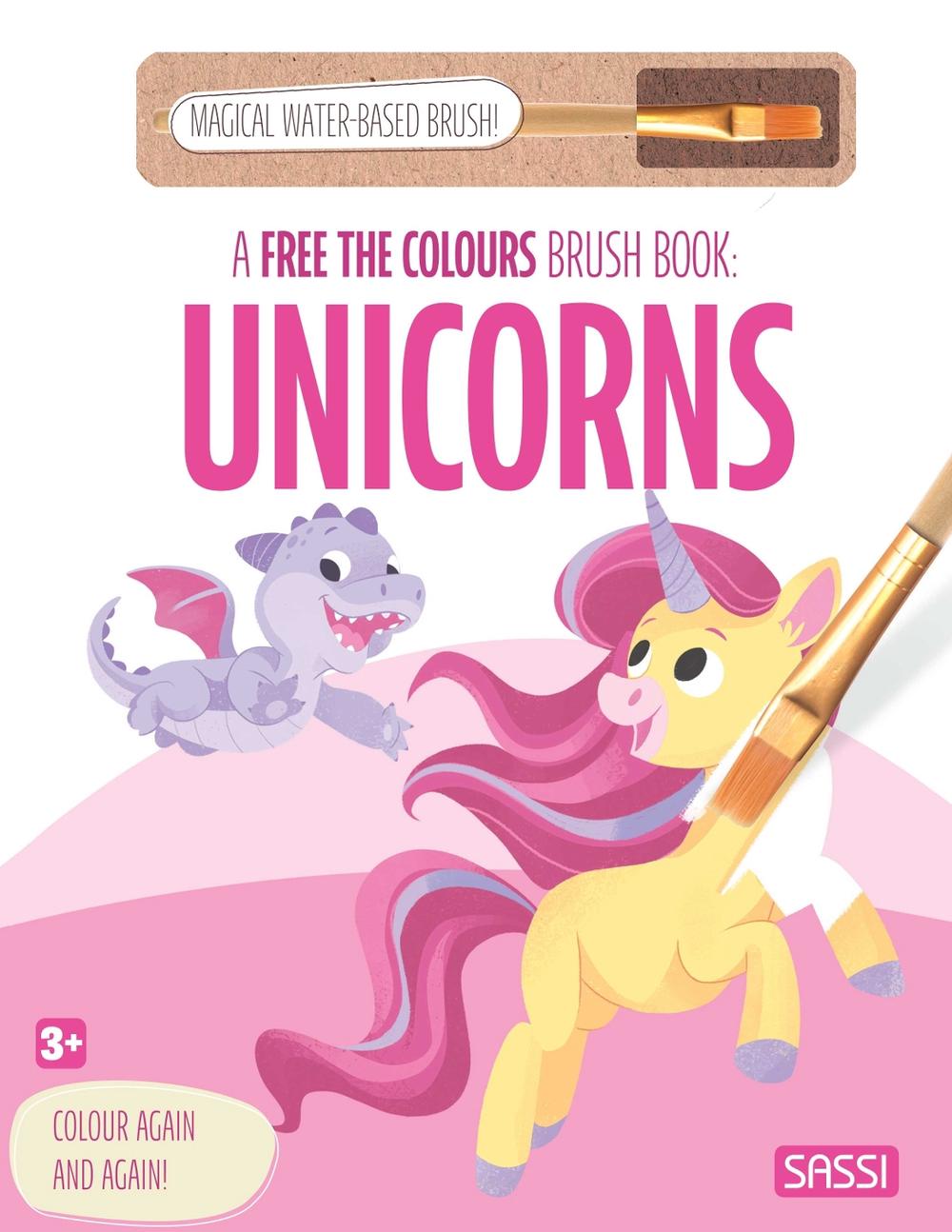 Free the Colours Reusable Paint Brush Book - Unicorns, 9788830314504