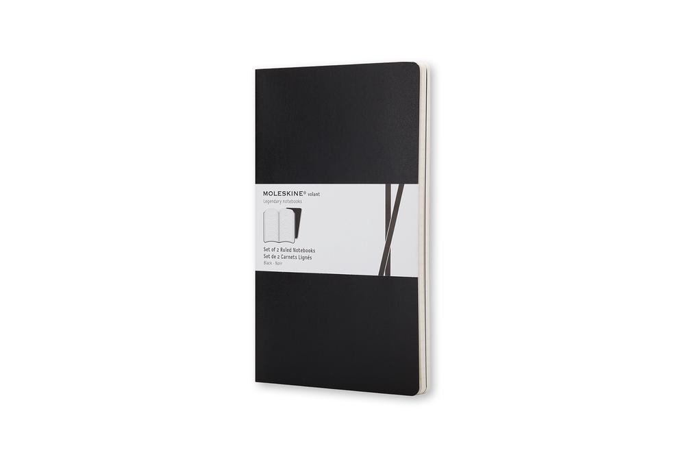 Moleskine Volant Notebook (Set of 2 ), Extra Small, Ruled, Black, Soft