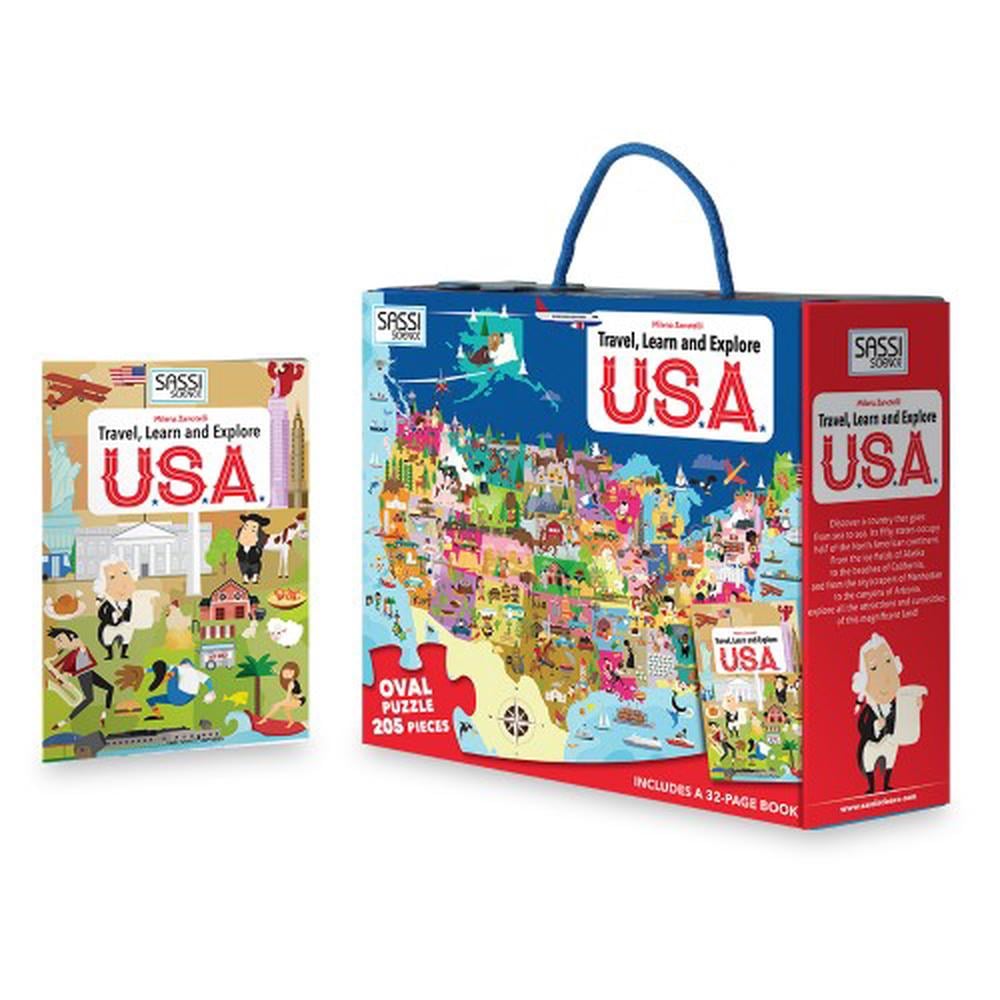 Sassi Travel, Learn and Explore USA Jigsaw Puzzle and Book Set, 205 ...