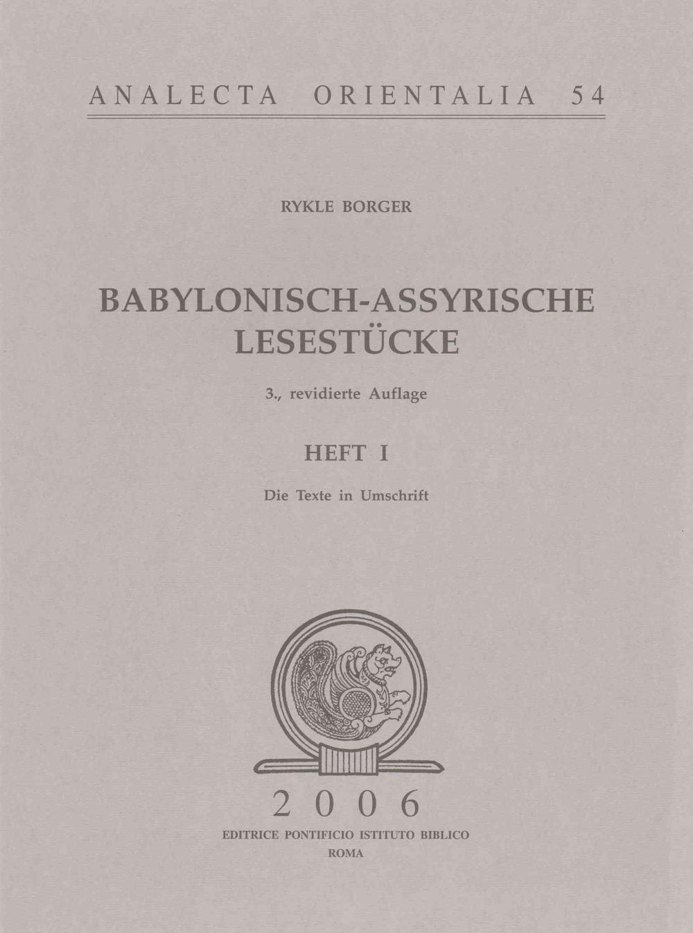 Babylonisch-assyrische Lesestücke, 9788876532542