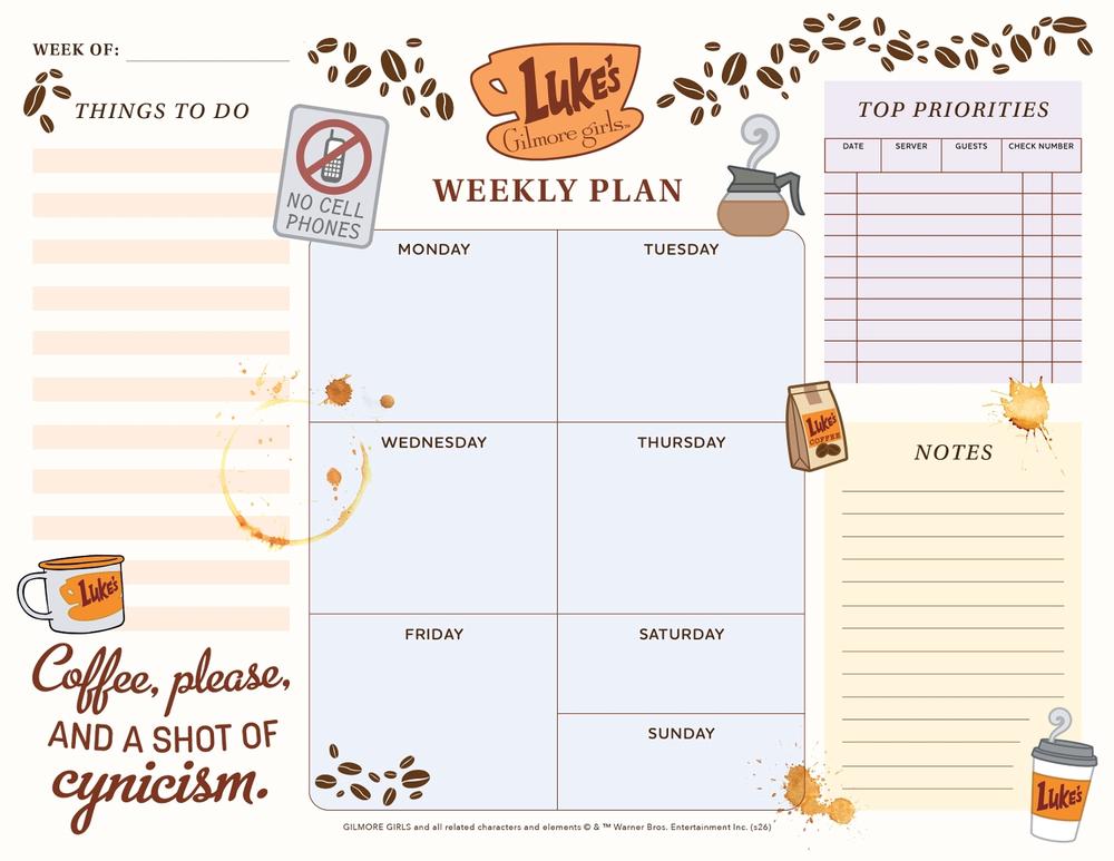 Gilmore Girls Weekly Planner Notepad, 9798337402277
