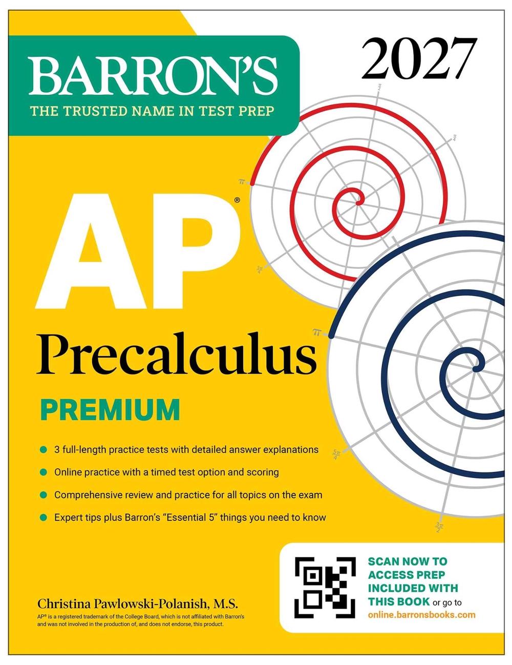 AP Precalculus Premium, 2027: Prep Book with 3 Practice Tests + Comprehensive Review + Online Practice (Barron's AP Prep), 9798349700774