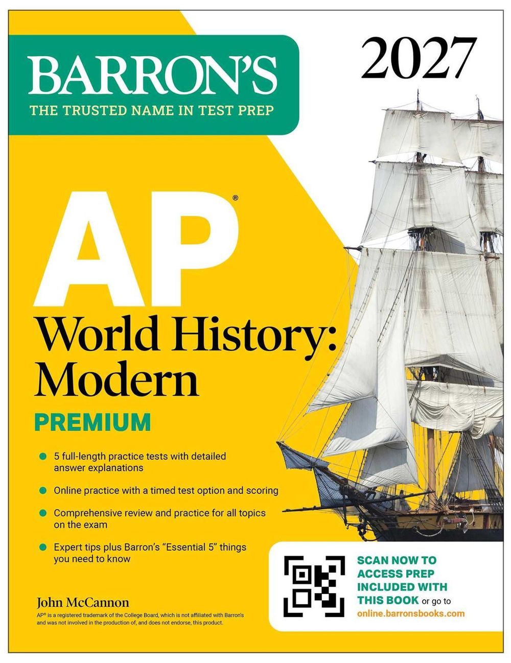AP World History: Modern Premium, 2027: Prep Book With 5 Practice Tests + Comprehensive Review + Online Practice by John McCannon - ISBN: 9798349701399