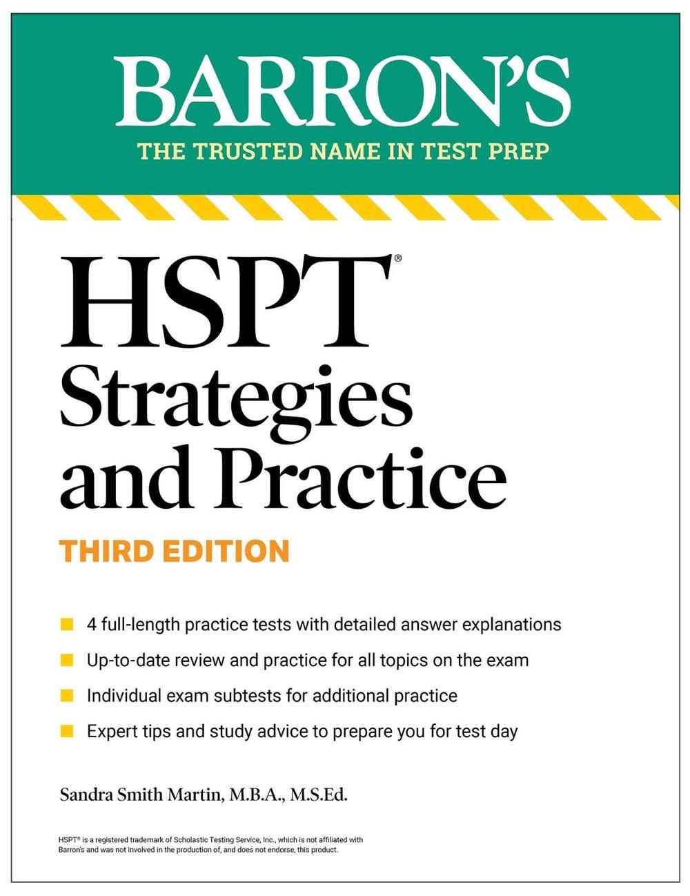 HSPT Strategies and Practice, Third Edition: Prep Book with 4 Practice Tests + Comprehensive Review + Practice + Strategies (Barron's Test Prep) by Sandra Martin - ISBN: 9798349703508