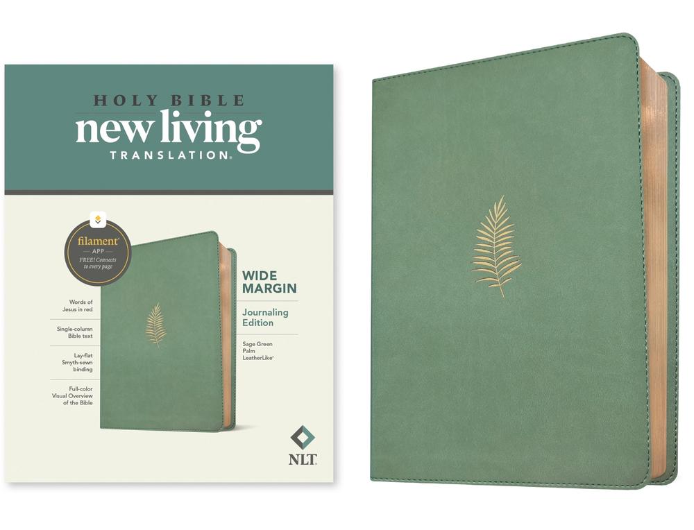 NLT Wide Margin Bible, Filament Enabled (LeatherLike, Sage Green Palm, Red Letter), 9798400506918