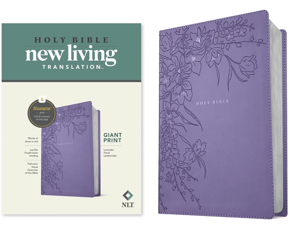 NLT Giant Print Bible, Filament Enabled (Leatherlike, Lavender Floral, Red Letter), 9798400509780