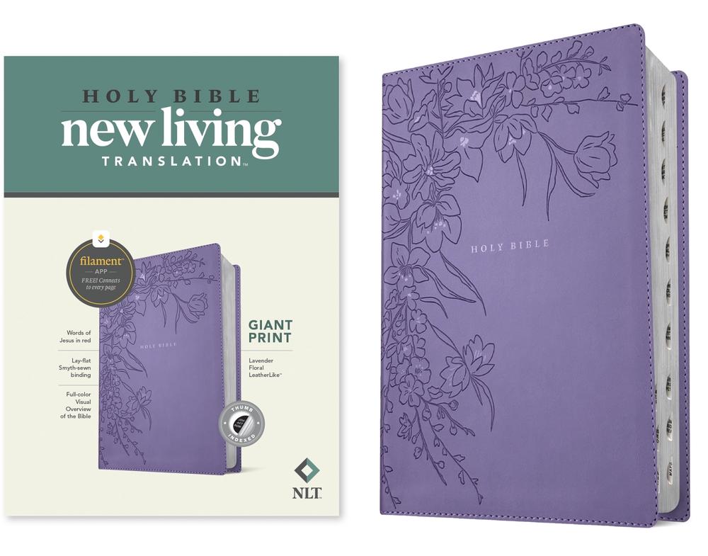 NLT Giant Print Bible, Filament Enabled (Leatherlike, Lavender Floral, Indexed, Red Letter), 9798400509797