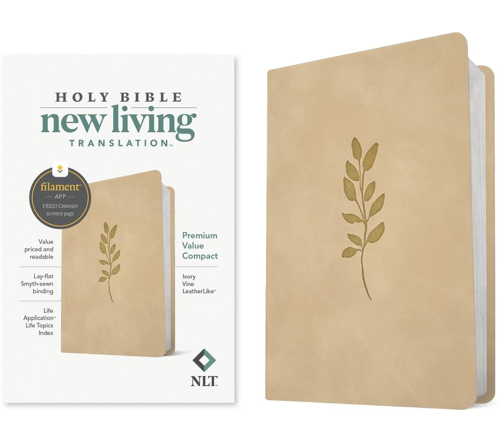 NLT Premium Value Compact Bible, Filament Enabled (Leatherlike, Ivory Vine), 9798400509834