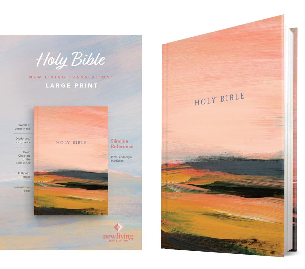 NLT Large Print Slimline Reference Bible (Hardcover, Pink Landscape, Red Letter), 9798400510021