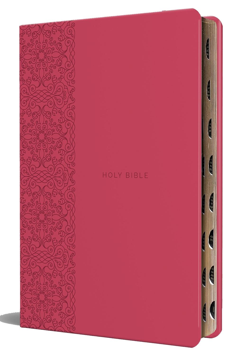 KJV Holy Bible, Large Print Medium format, Fuchsia Faux Leather w/Ribbon Marker, Red Letter, thumb Index by ORIGIN - ISBN: 9798890981851