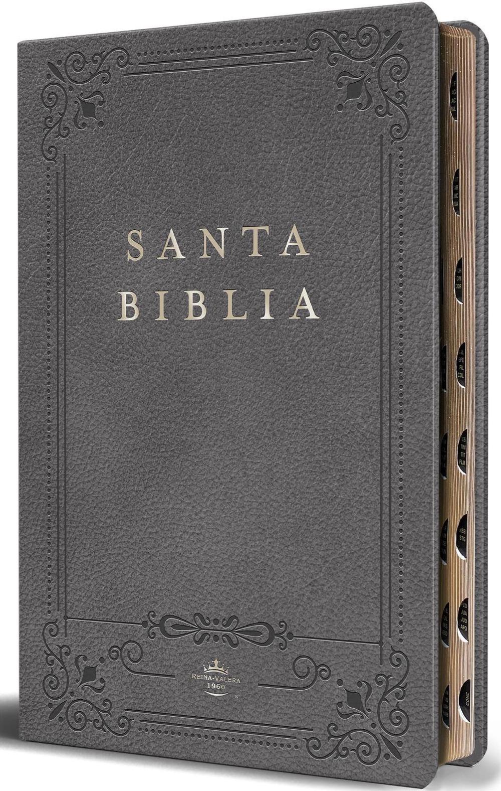 Biblia RVR 1960 letra grande tamaño manual, Piel gris con índice / Spanish Bible RVR 1960 Handy Size Large Print Leathersoft Gray with index, 9798890982148