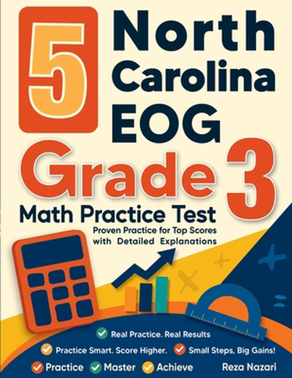 5 North Carolina EOG Grade 3 Math Practice Tests by Nazari, Paperback ...