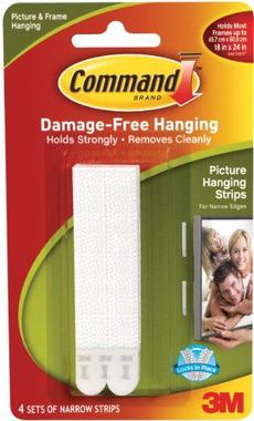 3M Command Large Picture-Hanging Strips, White, 4-Strip 