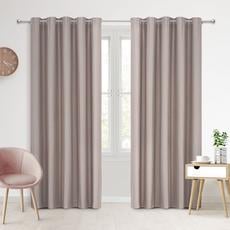 Sherwood Faux Linen 100% Blockout Eyelet Curtain, Twin Pack (Cinnamon) - 180x223cm