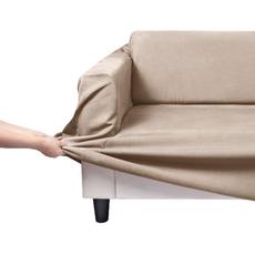 Sherwood Home Premium Faux Suede Couch Sofa Cover, 2 Seater (Cream)