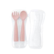 Haakaa Silicone Toddler Utensils Bendy Spoon and Fork with A Handy Storage  Case Baby Cutlery Set Made of Food Grade Silicone, SUVA Grey 