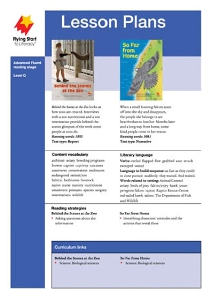 Lesson Plan - Behind the Scenes at the Zoo / So Far from Home by Shanahan - ISBN: 9781761073410